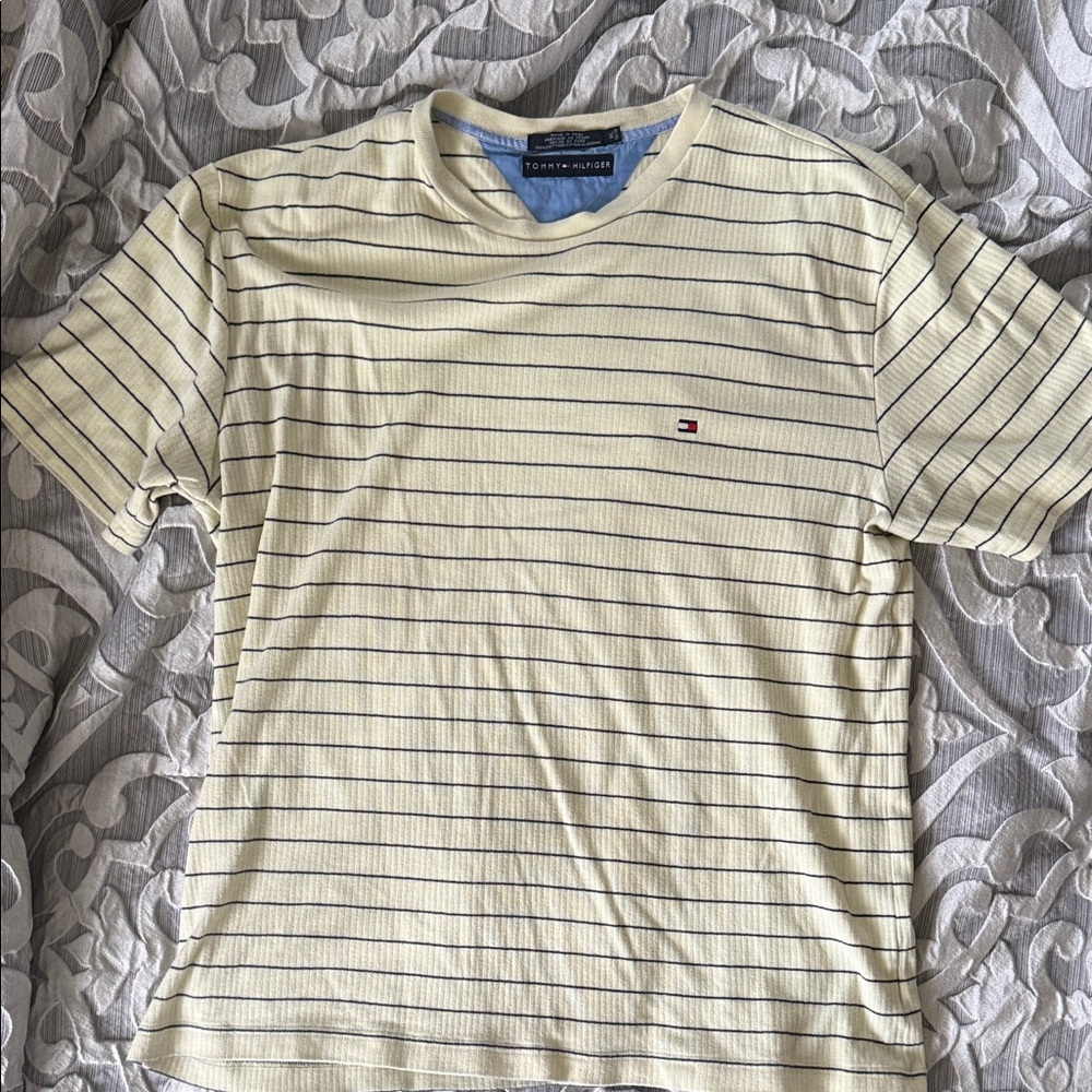 Tommy Hilfiger Yellow and Blue Striped Tee